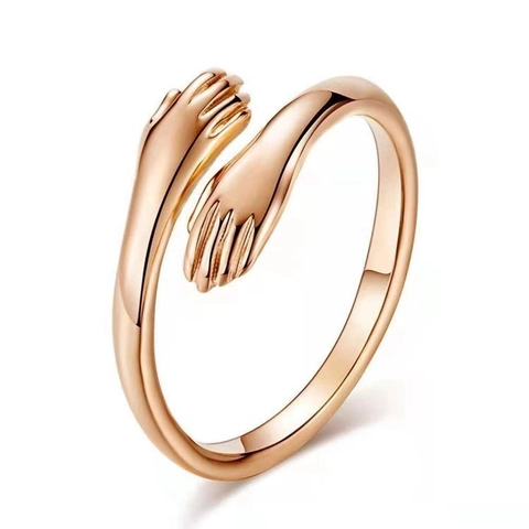Knuffelende Handen Open Ring Verstelbaar Legering S925 Gestempeld Romantische Geliefden Sieraden Voor Heren Dames