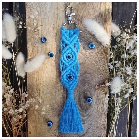Handmade Woven Macrame Evil Eye Pendant With Cotton Thread And Glass Beads Bohemian Tassel Wall Hanging Bag Charm