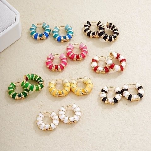 Bamboo Design Hoop-Ohrringe Emaille Kupfer Bunt Vintage Geometrischer Schmuck Für Frauen Mode-Accessoire Retro-Stil