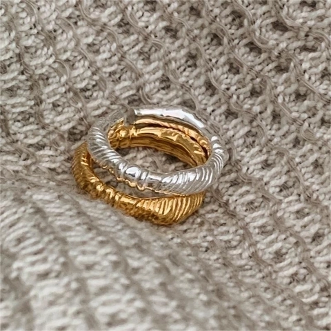 Knotted Ring 925 Sterling Silver Twisted Rope Spiral Texture Adjustable Open Band Minimalist Vintage Jewelry Women