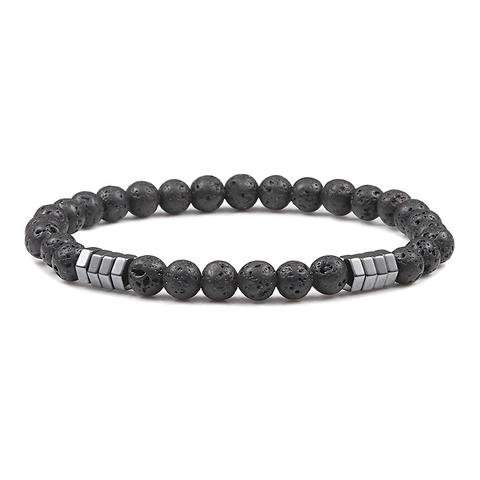 Natural Stone Beaded Bracelet Tiger Eye White Turquoise Agate Lava Stone Geometric Spacers Yoga Elastic Jewelry For Men Women