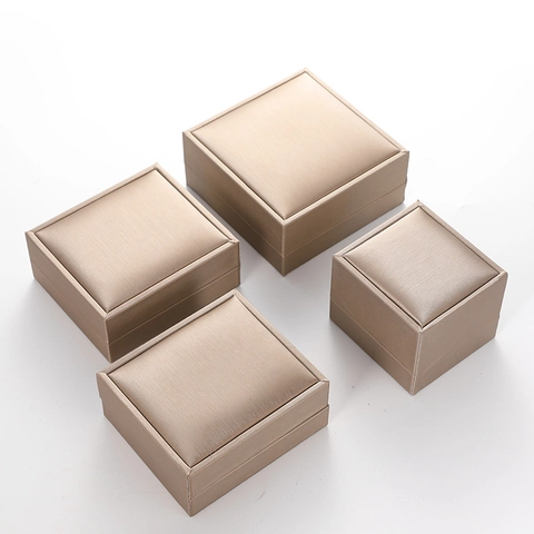 Caja de Regalo de Joyería de Tela Cepillada de Oro de Lujo Estuche de Collar Pendiente Anillo Caja de Exhibición de Joyas Minimalista Ligera Mujer