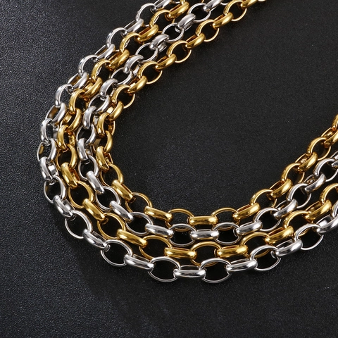 Chunky Rolo Chain Necklace Stainless Steel Minimalist O-Link Fashion Jewelry For Women Men