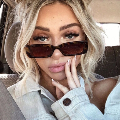 Vintage Small Rectangular Sunglasses UV400 Protection PC Frame AC Lens Streetwear Punk Style For Women