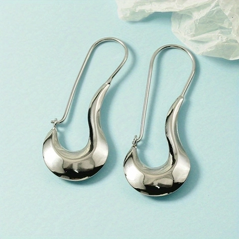 Irregular Geometric Copper Drop Earrings For Women Minimalist Streamline Waterdrop Dangle Earrings Street Style Electroplated Fashion Jewelry