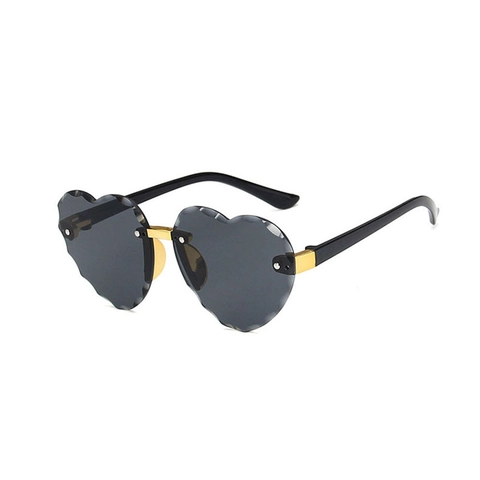 Kids Heart Sunglasses Rimless Scalloped Cut Edge Gradient UV400 Polarized Fashion Cute Eyewear For Boys Girls