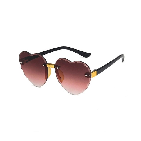 Kids Heart Sunglasses Rimless Scalloped Cut Edge Gradient UV400 Polarized Fashion Cute Eyewear For Boys Girls