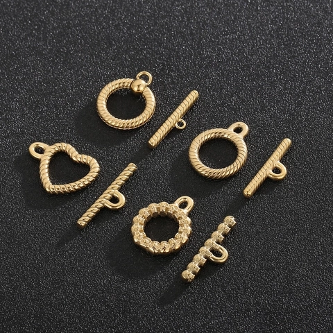 Cierres De Palanca De Acero Inoxidable Hebillas OT Para Joyería Forma De Corazón Redonda Calavera Textura Retorcida DIY