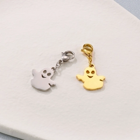 Dijes De Fantasma De Acero Inoxidable Con Cierre De Langosta Para Creación De Joyas DIY Halloween Lindo Hueco Novedad