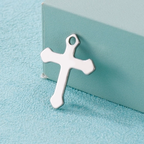 Pendente Croce In Acciaio Inossidabile Lucidato Minimalista Religioso DIY Creazione Di Gioielli Per Collana