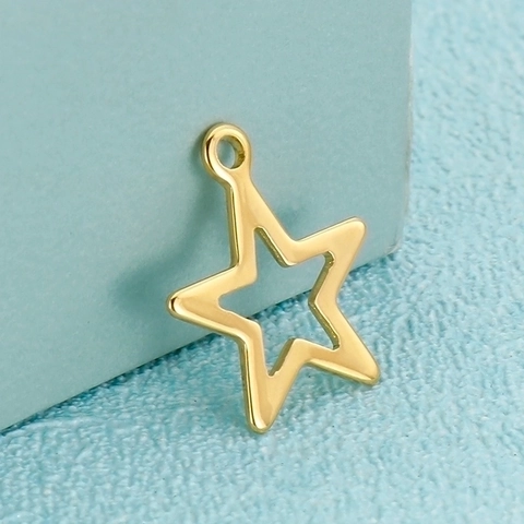 Stainless Steel Star Pendant Charms Hollow Out Five Pointed Star DIY Jewelry Making Accessories For Necklaces Earrings