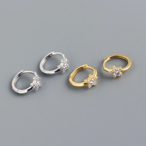 Star Zirkonia Huggie Hoop Ohrringe 925 Sterling Silber Minimalistischer Koreanischer Stil Schmuck Für Frauen