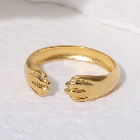 Katzenpfote Ring Edelstahl Verstellbar Offen Süßes Tier Design Minimalistischer Kreativer Schmuck Damen