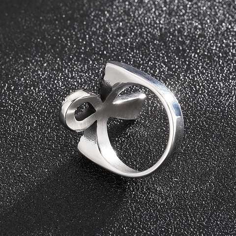 Anello Croce Ankh Egiziana In Acciaio Inossidabile Retro Punk Rock Texture Pelle Di Serpente Per Uomo E Donna