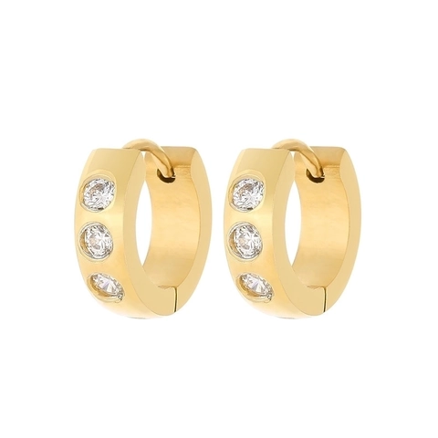 Orecchini A Cerchio In Acciaio Inossidabile Con Zirconia Cubica Incastonata Gioielli Da Piercing Huggie Stile Moderno