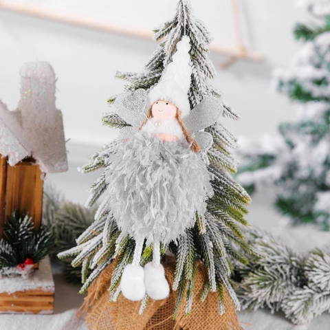 Ornamenti Appesi Angelo Di Natale Peluche Bambola Fata In Maglia Con Ali Luccicanti Per Decorazione Albero