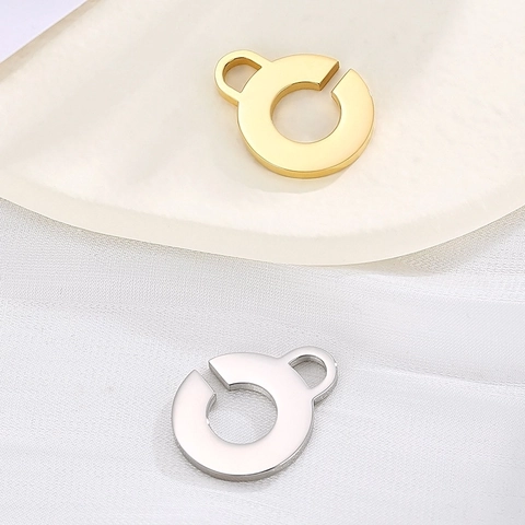 Colgante Redondo Abierto De Acero Inoxidable Charm En Forma De C Calado Accesorio Para Hacer Joyas DIY Pulido Estilo Minimalista