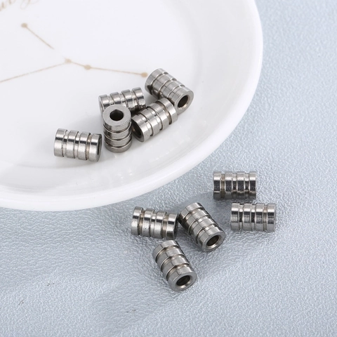 Perline Distanziatrici Cilindriche Scanalate Acciaio Inossidabile Tubo Cavo Accessori Per La Creazione Di Gioielli Per Bracciale Collana DIY
