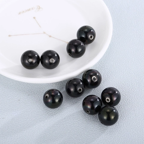 Perline Distanziatrici Rotonde Acciaio Inossidabile Nero Superficie Liscia Piccolo Foro Creazione Gioielli Accessori Fai Da Te