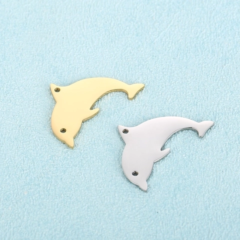 Dijes De Delfín Acero Inoxidable Pulido Espejo Calado Mini Animal DIY Joyería Accesorios Para Mujeres Niñas