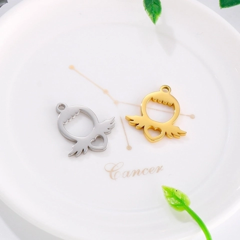 Pendente Cuore Ali D'angelo Acciaio Inossidabile Accessorio Per Creazione Gioielli DIY Ciondoli Cartoni Animati