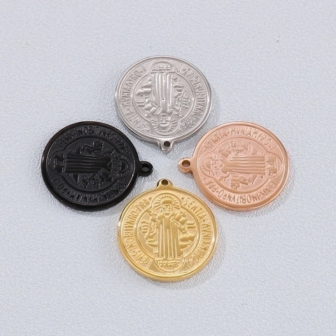 Colgante Medalla San Benito Acero Inoxidable Religioso Católico Exorcismo Moneda Vintage Hip Hop Accesorio Joyería