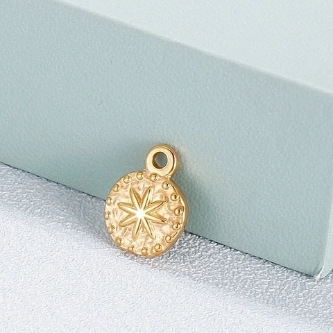 Edelstahl Rund Nordstern Anhänger Starburst Geprägte Charms Für DIY Schmuckherstellung Zubehör Minimalistischer Stil