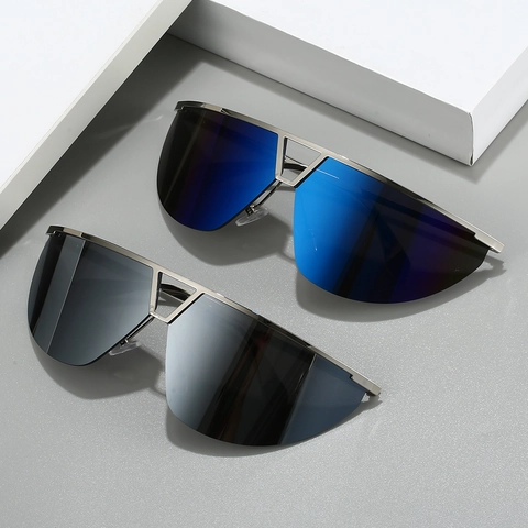Gafas De Sol Shield Sin Montura Y2K Futuristas Marco De Metal Sobredimensionadas Cyberpunk Para Hombre Mujer Moda Calle