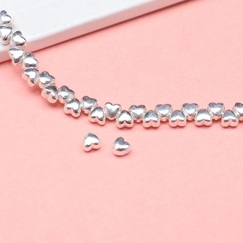 925 Sterling Silber Herzform Zwischenperlen DIY Schmuckherstellung Lose Perlen Für Armband Halskette Poliert Zubehör