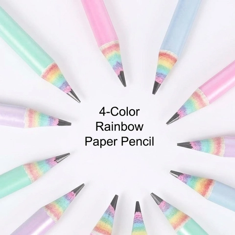 Rainbow Recycled Paper Pencils HB Graphite Core Watermelon Texture Eco Friendly Stationery For Students Writing Drawing