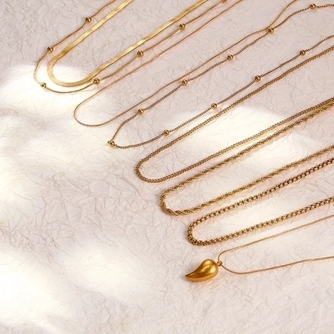 Collana A Catena Figaro Corda Serpente Scatola In Acciaio Inossidabile Placcato Oro 18K Gioielli Di Moda Per Donna