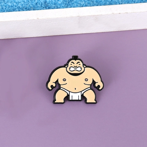 Spilla in Smalto a Forma di Lottatore di Sumo in Stile Giapponese Distintivo Creativo in Lega Souvenir Regalo per Decorazione di Vestiti e Borse