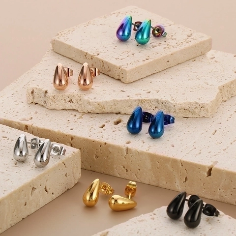 Massive Edelstahl Wassertropfen Ohrstecker Spiegel Polierte Tropfenform Minimalistischer Geometrischer Schmuck Für Frauen