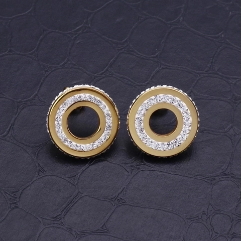 Runde Aussparung Ohrstecker Edelstahl Pave Zirkon Geometrischer Minimalistischer Schmuck Für Frauen Moderner Stil
