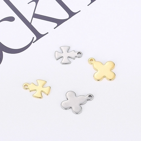 Dijes De Acero Inoxidable Con Forma De Cruz Y Flor Colgantes Huecos Para Hacer Joyas DIY Accesorios