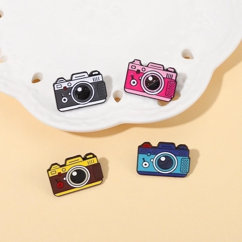 Spilla Fotocamera retrò Pin Smalto Lega Distintivo Tema Fotografia Gioielli Per Zaino Abbigliamento