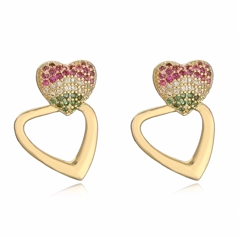 Kupfer Zirkonia Herz Stern Hängeohrringe Für Damen Trendige Vergoldete Hamsa Hand Böser Blick Modeschmuck