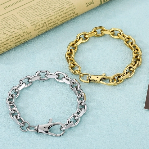 Pulsera De Cadena De Acero Inoxidable Con Cierre De Langosta Giratorio Cadena Gruesa En O Joyería Minimalista