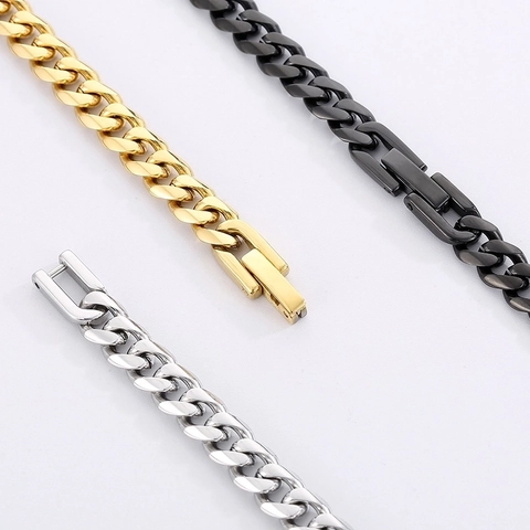 Collar de Eslabón Cubano de Acero Inoxidable Minimalista para Hombre Mujer Moda Unisex Joyería de Cadena Geométrica Streetwear