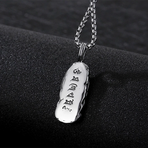 Men Pendant Necklace Titanium Steel Gothic Grim Reaper Skull Cross Swordsman Religious Mantra Punk Retro Jewelry