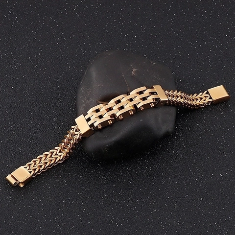 Pulsera De Acero Inoxidable Para Hombre Estilo Punk Rock Industrial Mecánico Pesado Joyería Geométrica