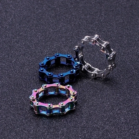 Edelstahl Fahrradkette Ring Industrial Punk Mechanik Stil Drehbarer Bandring Für Männer