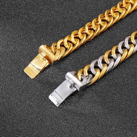 Bracciale Da Uomo A Catena Cubana In Acciaio Inossidabile Catena Pesante Gioielli Hip Hop Punk