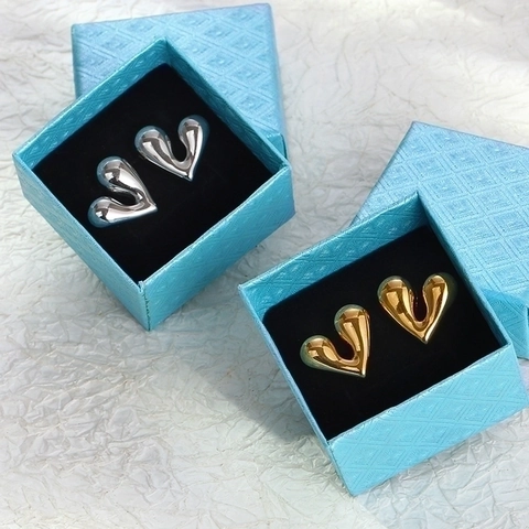 Hart Knopoorbellen 18K Verguld Roestvrij Staal Retro Ins Stijl Minimalistische Elegante Sieraden Voor Vrouwen