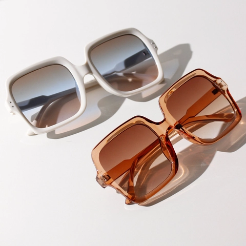 Gafas De Sol Cuadradas Para Mujeres Y Hombres Montura De PC De Gran Tamaño Lentes AC Protección UV400 Remache Vintage