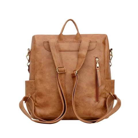 Women Fashion Backpack PU Leather Retro Bohemian Large Capacity Multi-Purpose Bag With Ethnic Woven Strap Anti-Theft