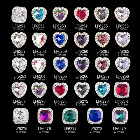 Alloy Rhinestone Nail Art Charms Heart Square Jewelry For DIY Manicure Glitter Luxury 3D Accessories