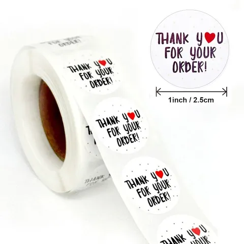Thank You Stickers Round Decorative Label For Gift Packaging And Small Business Sealing Copperplate Paper