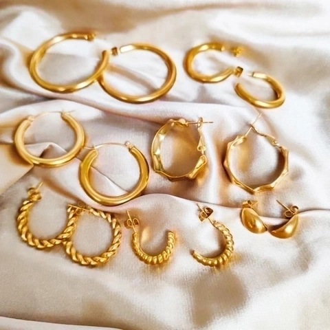 Minimalist Stainless Steel Hoop Earrings For Women Gold And Silver Plated Geometric Twist Waterproof Fashion Jewelry Gift