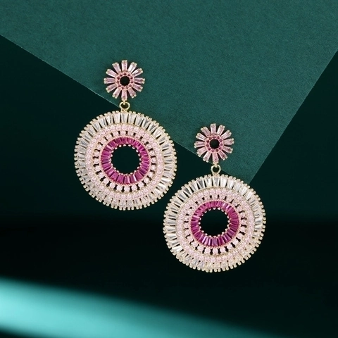Orecchini a Doppio Cerchio con Zirconia Sfumata Vintage Per Donna Con Perno in Argento Sterling 925 Gioielli Floreali